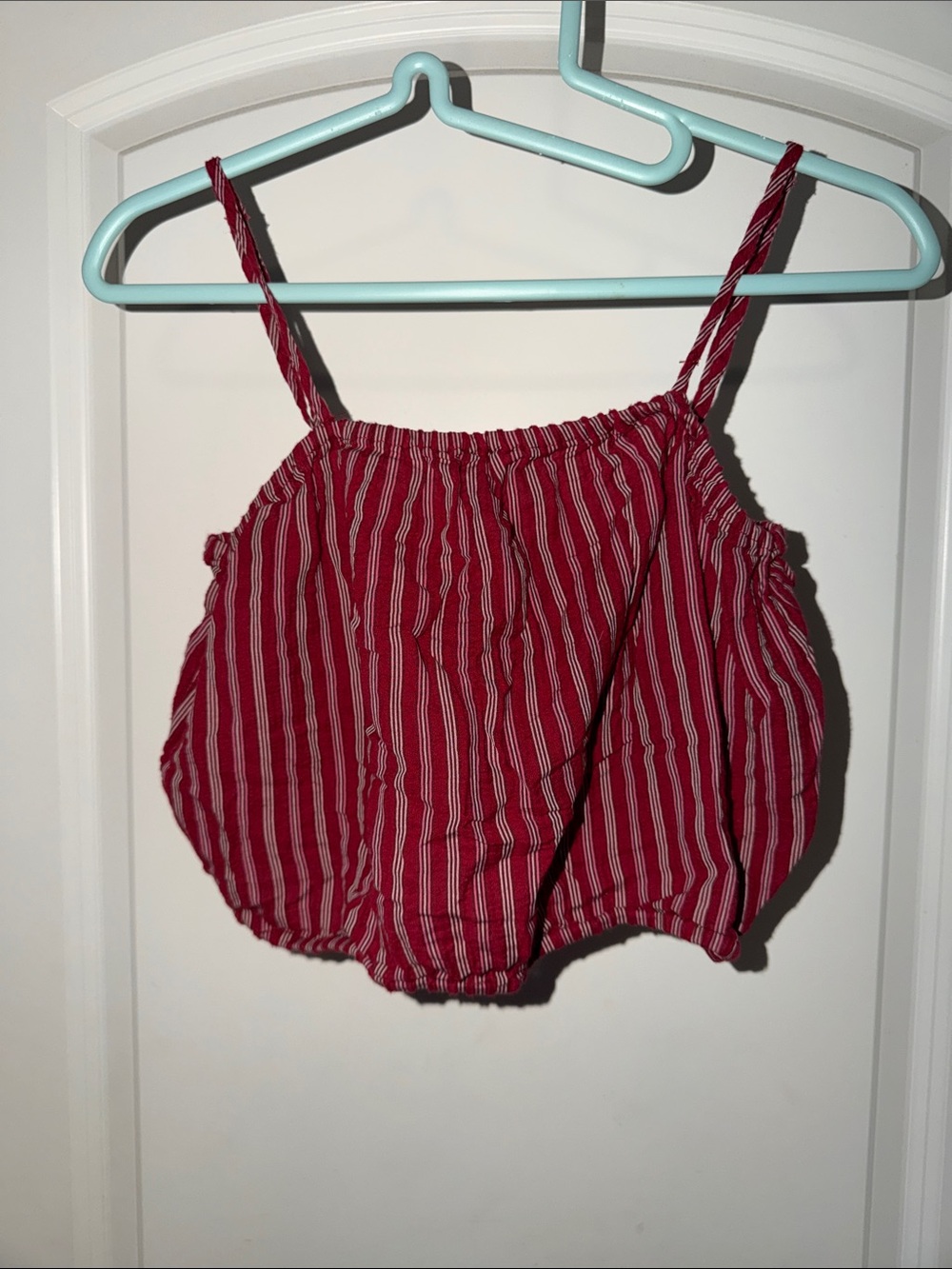 American Eagle Outfitters Red and White Striped Crop Tank